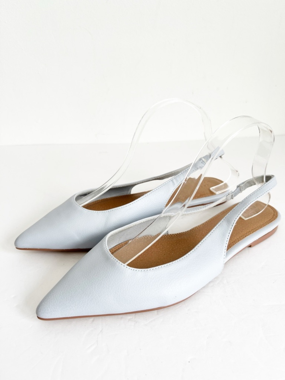 SZ 8 ASOS Women's Pointed Slingback Flats in Light Blue